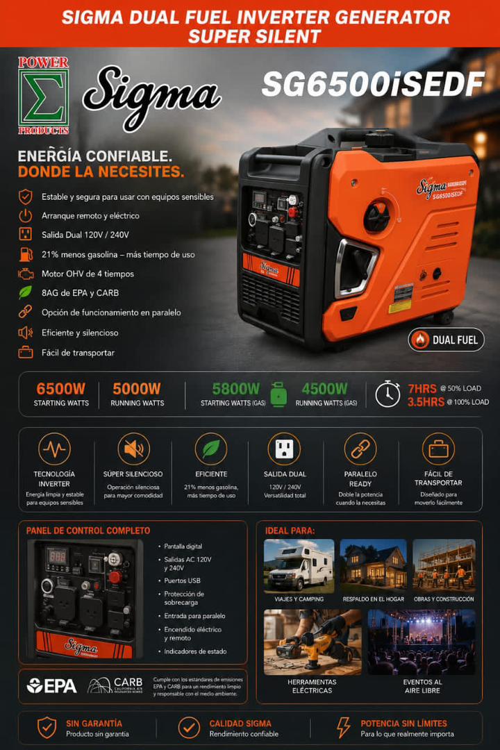 Planta Eléctrica Sigma 6500w