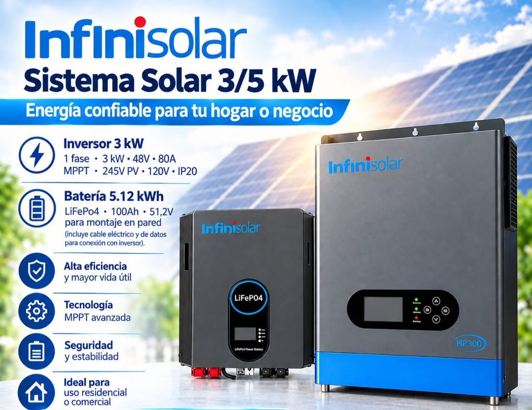 COMBO INFINISOLAR DE 3 KW CON 5 KWH