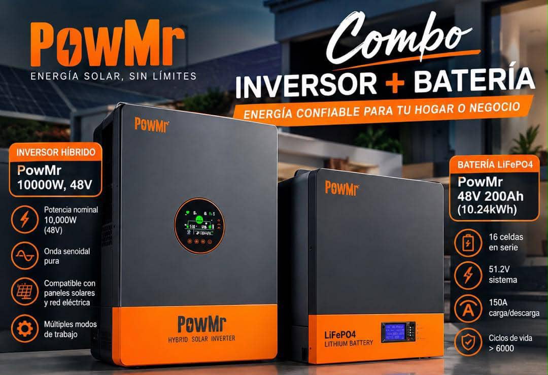 Kit PowMr Inversor 10KW + Batería 10 kWh de PowMr