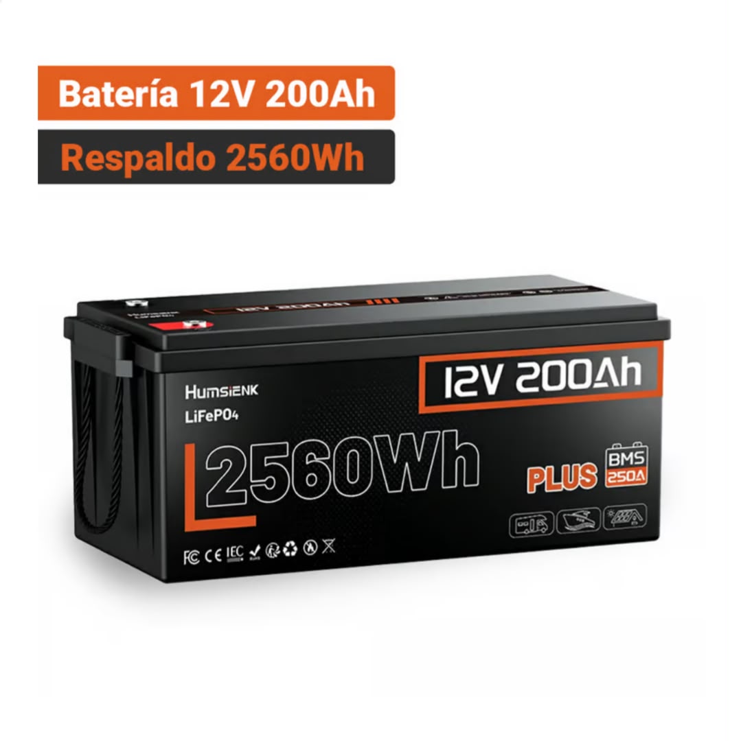 Batería Humsienk Plus LiFePO4 12V 200Ah 2560Wh de Humsienk